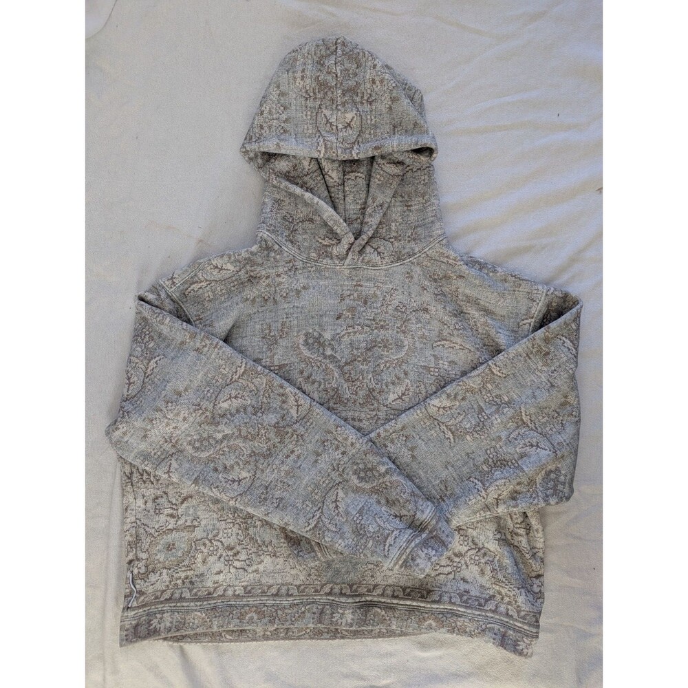 STAMPD Rug Cropped Hoodie Men’s Size XL Streetwear, Oatmeal Grey, Wave Weave